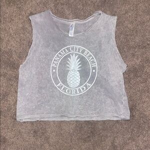 Gray PCB Sleeveless Crop Top
